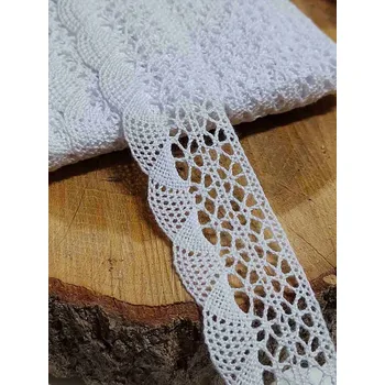 Krajka Bavlněná krajka šíře 32 mm bílá