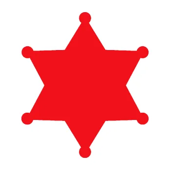 samolepka Sheriff 002 hvězda (10 - červená) SAMOLEPKA NA AUTO, NÁLEPKA, FÓLIE, POLEP, TUNING, VLASTNÍ TEXT, TISK, AUTOSAMOLEPKY.cz, POLEPY, OBRÁZEK, LOGO, 3D STICKERS