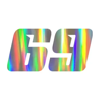 Polep vozidla Startovní číslo 69 typ 6 (93 - Holografická) SAMOLEPKA NA AUTO, NÁLEPKA, FÓLIE, POLEP, TUNING, VLASTNÍ TEXT, TISK, AUTOSAMOLEPKY.cz, POLEPY, OBRÁZEK, LOGO, 3D STICKERS