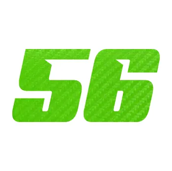 Polep vozidla Startovní číslo 56 typ 6 (58 - 3D karbon zelený kawasaki) SAMOLEPKA NA AUTO, NÁLEPKA, FÓLIE, POLEP, TUNING, VLASTNÍ TEXT, TISK, AUTOSAMOLEPKY.cz, POLEPY, OBRÁZEK, LOGO, 3D STICKERS
