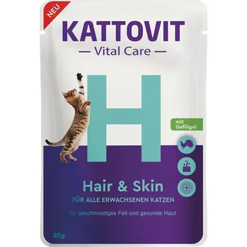 Krmivo pro kočku Kattovit Vital Care Hair & Skin Pouches 24× 85 g