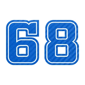 Polep vozidla SAMOLEPKA NA AUTO Startovní číslo 68 typ 5 (57 - 3D karbon modrý) NÁLEPKA, FÓLIE, POLEP, TUNING, VLASTNÍ TEXT, TISK, AUTOSAMOLEPKY.cz, POLEPY, OBRÁZEK, LOGO, SAMOLEPKY
