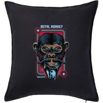 Polštář Královská opice - Polštář 50x50 - 50x50 - Včetně výplně ( Černá )