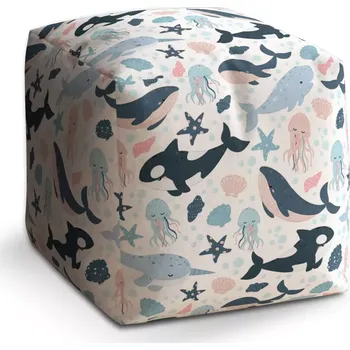Taburet Taburet Kostka Dětský mořský svět: 40x40x40 cm - Sablio