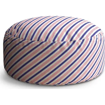 Sedací pytel Kulatý taburet Circle Modročervené pruhy: 38x48 cm - Sablio