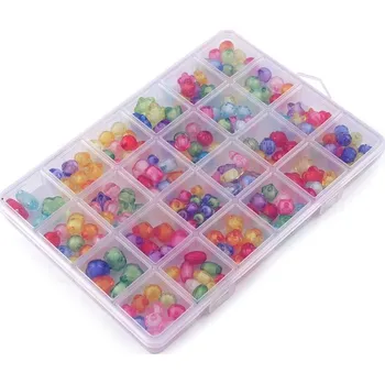 Dětské navlékací korálky Sada plastových korálků v boxu - mix