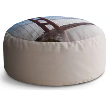 Sedací pytel Kulatý taburet Circle Golden Gate v mlze: 38x48 cm - Sablio