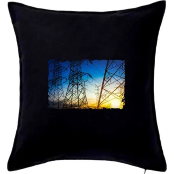 Polštář Fotka stožárů vysokého napětí - Polštář 50x50 - 50x50 - Pouze potah ( Černá )