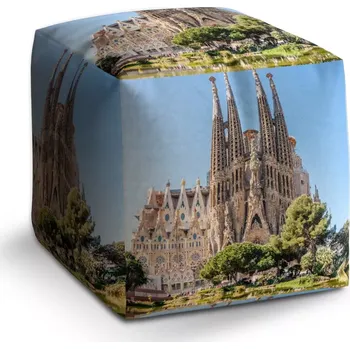 Taburet Taburet Kostka Barcelona Sagrada Familia: 40x40x40 cm - Sablio