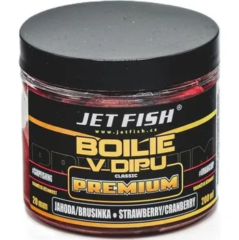 Boilies Jet Fish Boilie V Dipu Premium Clasicc Jahoda Brusinka 200ml Průměr: 20mm