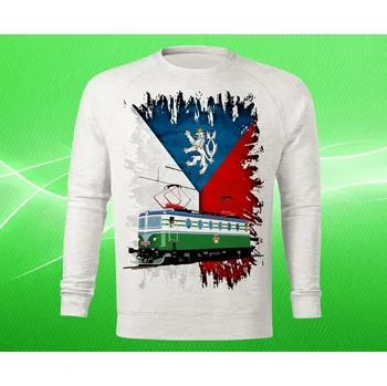 Pánská mikina mikina s lokomotivou IV pánská 3XL (mikina s vlakem světle šedý melír)