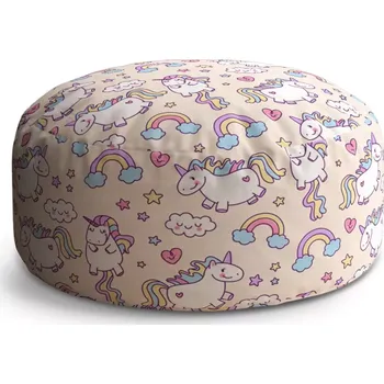 Sedací pytel Kulatý taburet Circle Jednorožci: 38x48 cm - Sablio