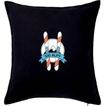 Polštář Ski alpy - Polštář 50x50 - 50x50 - Pouze potah ( Černá )