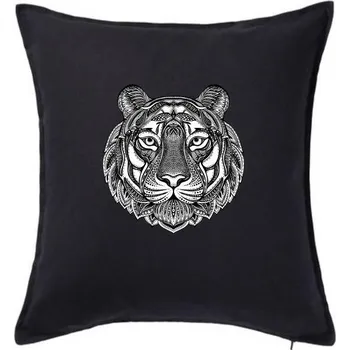 Polštář Tygr kreslený - Polštář 50x50 - 50x50 - Včetně výplně ( Černá )