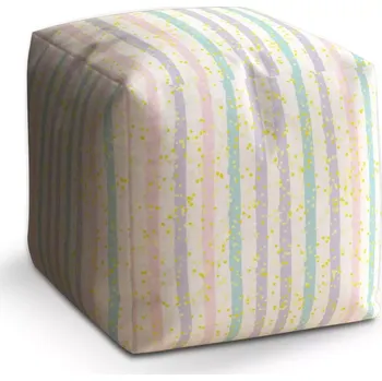 Taburet Taburet Kostka Pruhy a tečky štětcem: 40x40x40 cm - Sablio