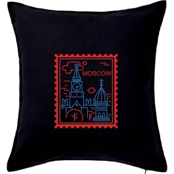 Polštář Moskva známka jednoduchá - Polštář 50x50 - 50x50 - Pouze potah ( Černá )