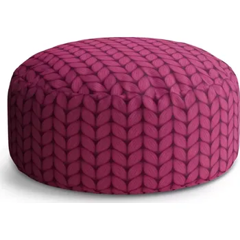 Sedací pytel Kulatý taburet Circle Pletení ve fuchsiové barvě: 38x48 cm - Sablio