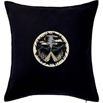 Polštář Indiánské teepee v kruhu - Polštář 50x50 - 50x50 - Pouze potah ( Černá )