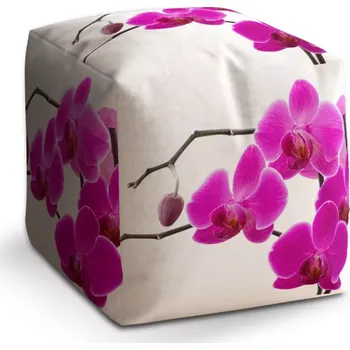 Taburet Taburet Kostka Fialové orchideje: 40x40x40 cm - Sablio