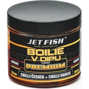 Boilies Jet Fish Boilie V Dipu Premium Clasicc Chilli Česnek 200ml Průměr: 20mm