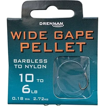 Rybářský háček Drennan návazce Wide Gape Pellet barbless vel. 14 / 4lb