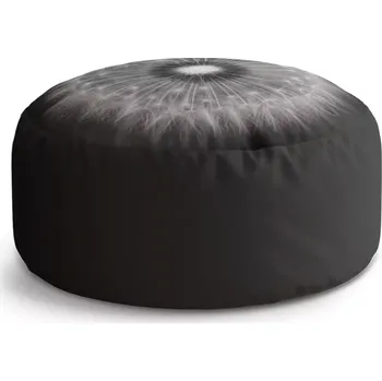 Sedací pytel Kulatý taburet Circle Černobílá pampeliška: 38x48 cm - Sablio