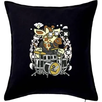 Polštář Žirafa bubeník - Polštář 50x50 - 50x50 - Pouze potah ( Černá )