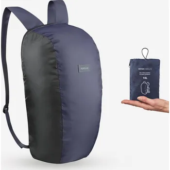 Sportovní taška FORCLAZ Turistický skládací batoh Travel 100 10L MODRÁ|ČERNÁ