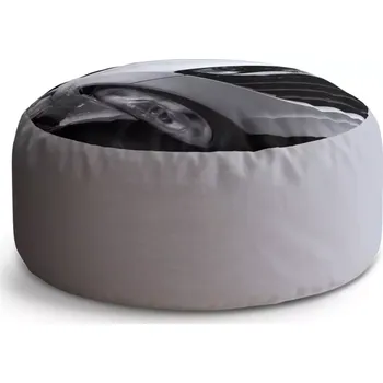 Sedací pytel Kulatý taburet Circle Bílý sporťák: 38x48 cm - Sablio