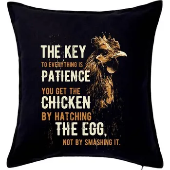 Polštář Chicken patience - Polštář 50x50 - 50x50 - Pouze potah ( Černá )