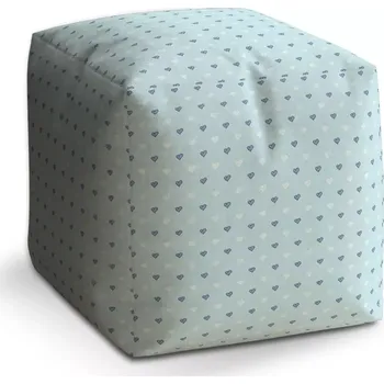 Taburet Taburet Kostka Srdce na modré: 40x40x40 cm - Sablio