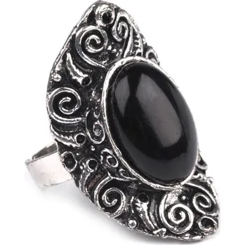 Prsten Prsten kovový - s kamenem - černá