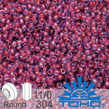 Korálek Korálky TOHO tvar ROUND (kulaté). Velikost 11/0. Barva č.304-Inside-Color Lt Sapphire/Hyacinth Lined . Balení 8g.