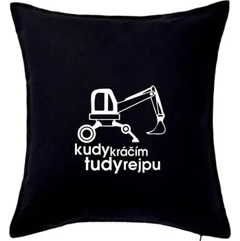 Polštář Kudy kráčím tudy rejpu - kráčivý bagr - Polštář 50x50 - 50x50 - Pouze potah ( Černá )