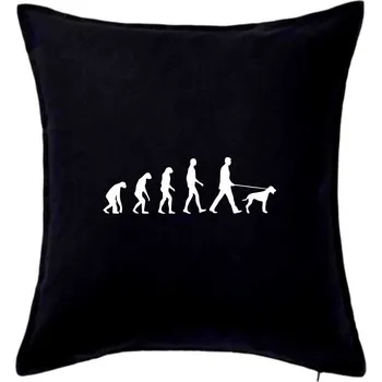 Polštář Evoluce pes ohař - Polštář 50x50 - 50x50 - Pouze potah ( Černá )