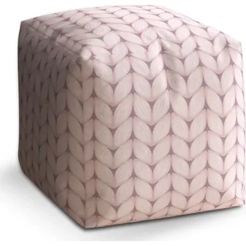 Taburet Taburet Kostka Bledě růžové pletení: 40x40x40 cm - Sablio