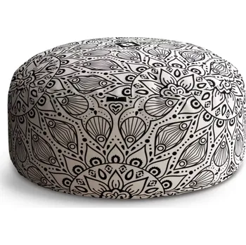 Sedací pytel Kulatý taburet Circle Bílé mehendi: 38x48 cm - Sablio