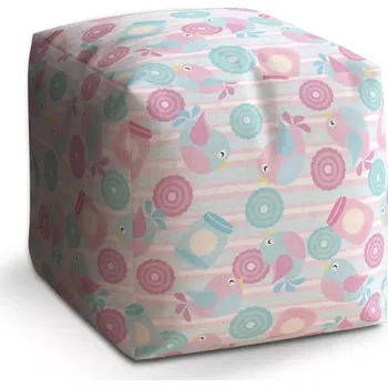 Taburet Taburet Kostka Roztomilí ptáčci: 40x40x40 cm - Sablio