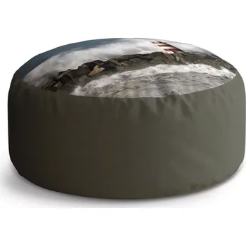 Sedací pytel Kulatý taburet Circle Maják ve vlnách: 38x48 cm - Sablio