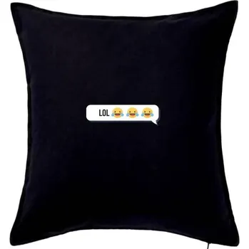 Polštář Emoji - LOL - Polštář 50x50 - 50x50 - Pouze potah ( Černá )