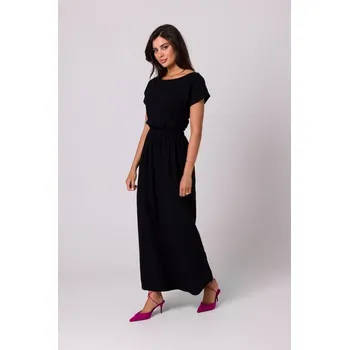 Dámské oblečení B264 Maxi šaty s elastickým pasem - černé EU XL