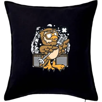 Polštář Sova zpěvačka komiks - Polštář 50x50 - 50x50 - Pouze potah ( Černá )