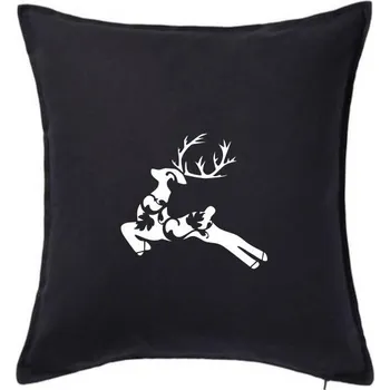 Polštář Laň z listů - Polštář 50x50 - 50x50 - Pouze potah ( Černá )