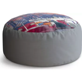 Sedací pytel Kulatý taburet Circle Lodě v přístavu: 38x48 cm - Sablio
