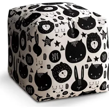 Taburet Taburet Kostka Kočička a medvěd: 40x40x40 cm - Sablio