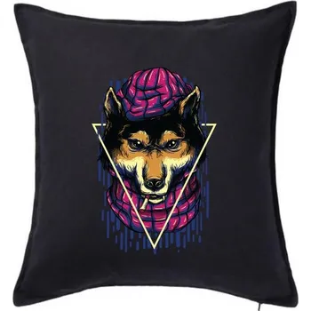 Polštář Vlčí důchod - Polštář 50x50 - 50x50 - Včetně výplně ( Černá )