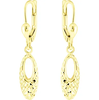 Náušnice GEMMAX Elegantní zlaté visací náušnice s diamantovým brusem – zlatý šperk ryzosti 585/1000 v Dárkovém balení s Certifikátem GLEYN-02208