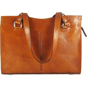 Kabelka Triton Velká ručně šitá kabelka z pravé kůže SILVA - česká výroba; koňak