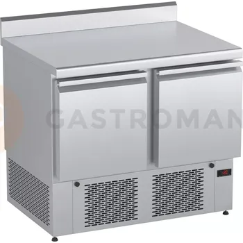 Chladicí stůl s agregátem a plnými dveřmi, zadní lištou a okapovou lištou 950x600x850 mm | DORA METAL, DM-S-94044