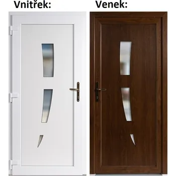 Vchodové dveře Soft Vchodové plastové dveře 123 Zlatý dub / Bílá 100x210 cm, levé